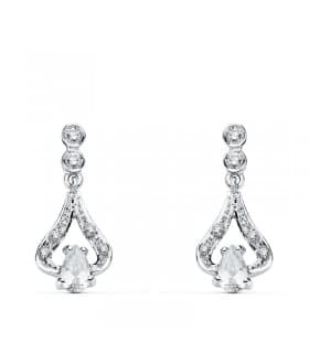 Pendientes de novia colgantes Dame Cassandra Oro Blanco 18 kilates