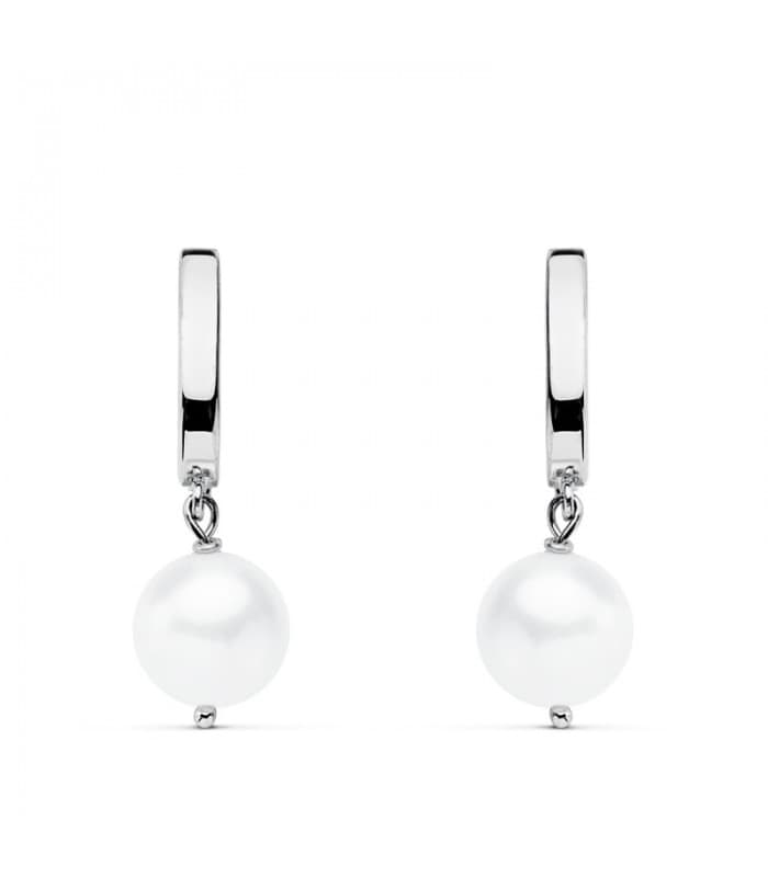 Boucles d'oreilles mariage Dame Corina Or Blanc 18K Perle de Culture