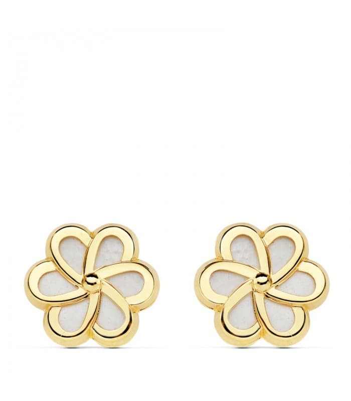 Orecchini in oro 18kt madreperla, modello da donna Lourdes motivo a fiore