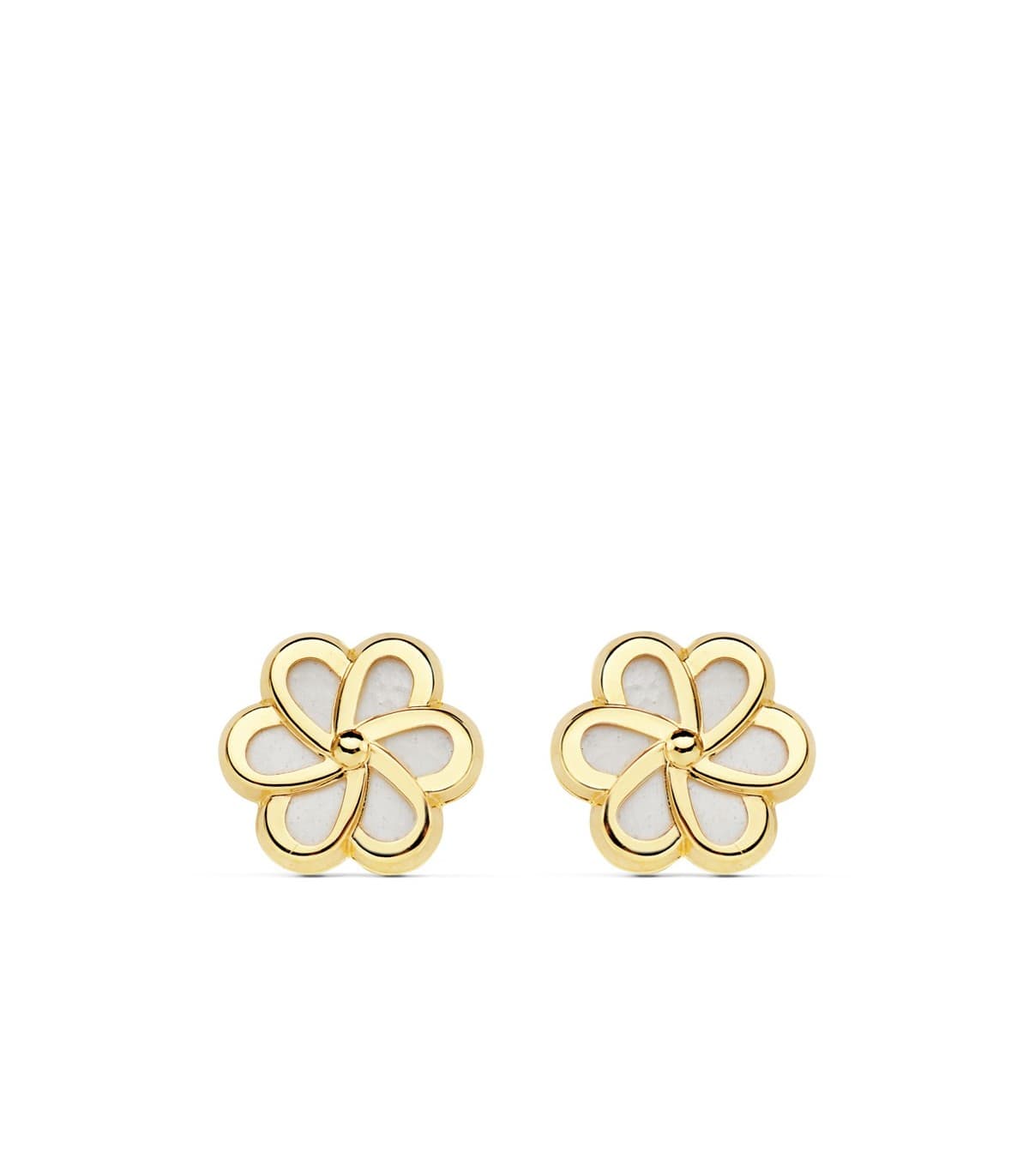 Orecchini in oro 18kt madreperla, modello da donna Lourdes motivo a fiore