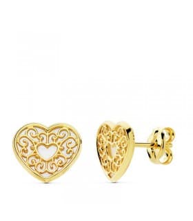 Pendientes corazon san valentin Oro 18 kilates casual presión