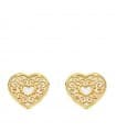 Boucles d'oreilles femme coeur Or 18 K Nacre