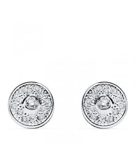 Pendientes mujer chatón grano Oro blanco 18k