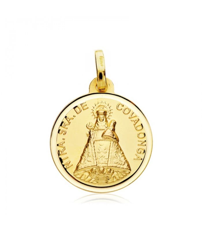Virgen Nuestra Señora de Covadonga Patrona Asturias Bisel Oro 18 kilates 18mm
