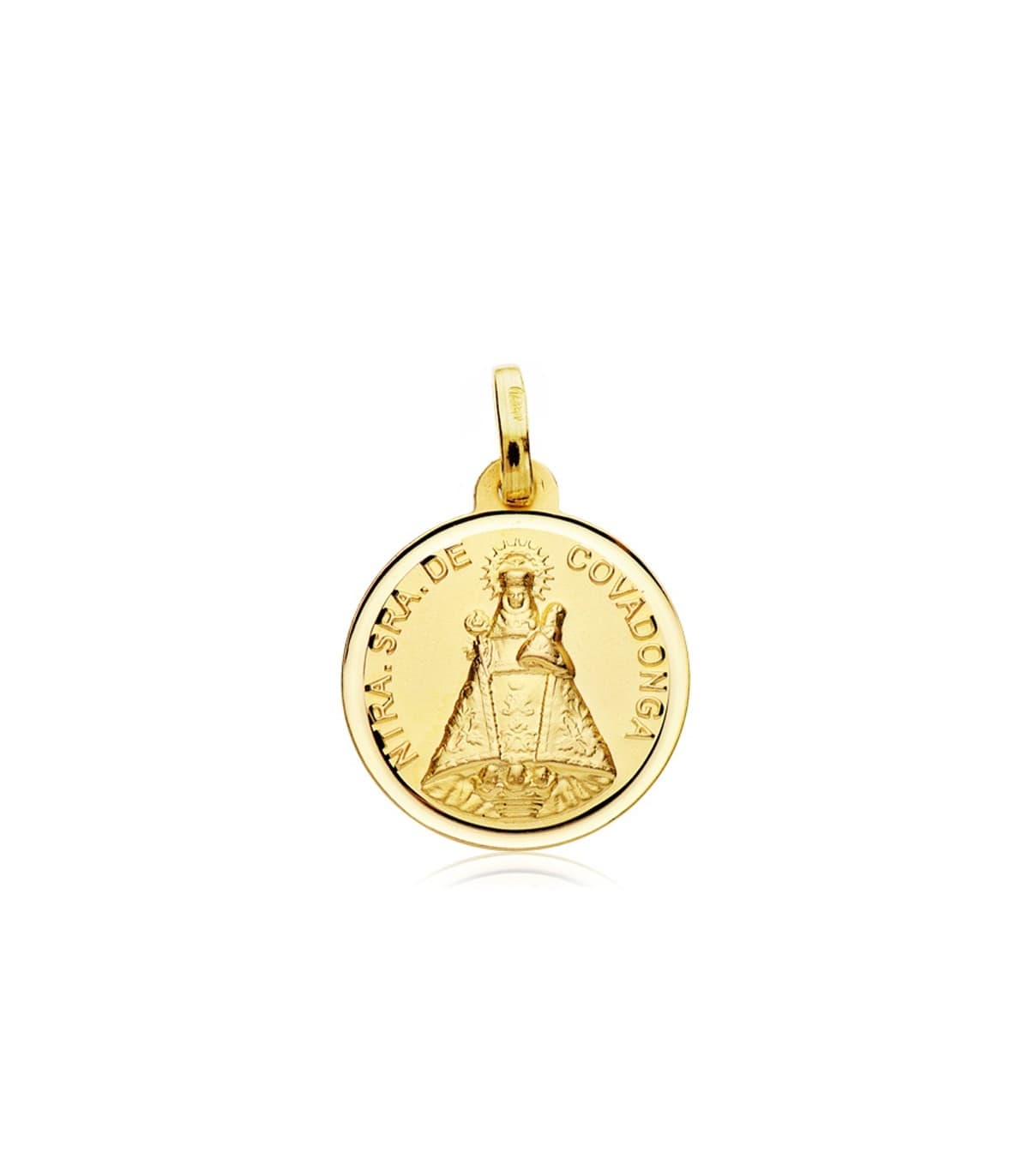 Medaglia Madonna di Covadonga 18Kt 18mm bordo lucido