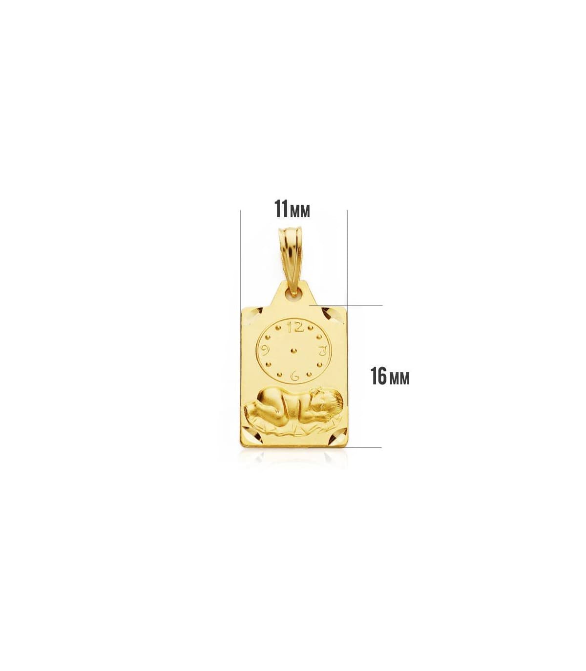 Medalla niño y reloj rectangular oro 18ktes