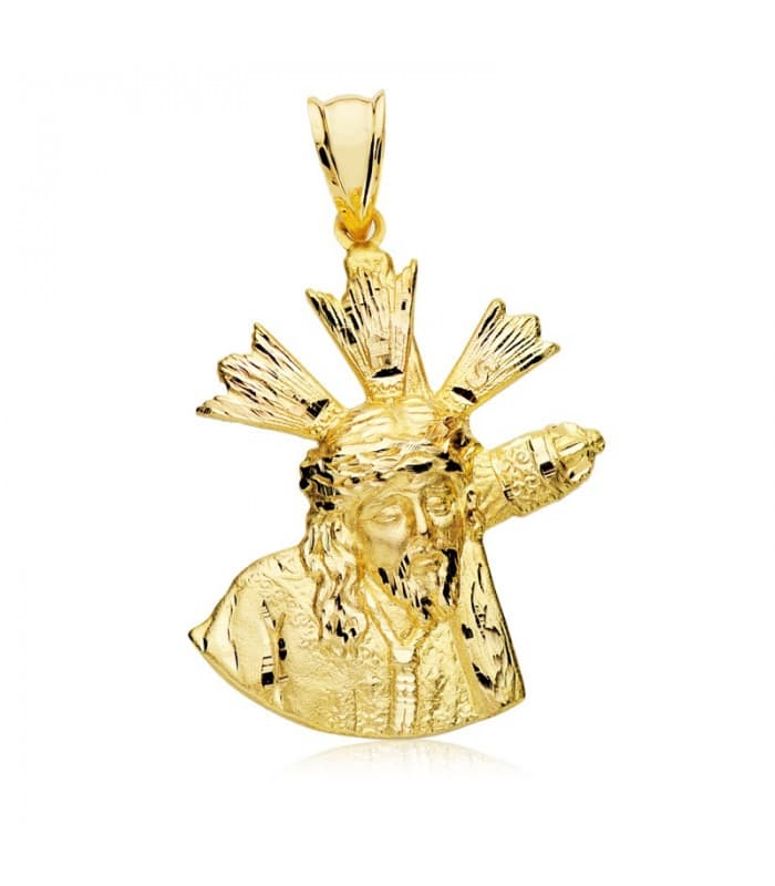 Medalla religiosa grande silueta Santísimo Cristo del Gran Poder Oro 18 kts