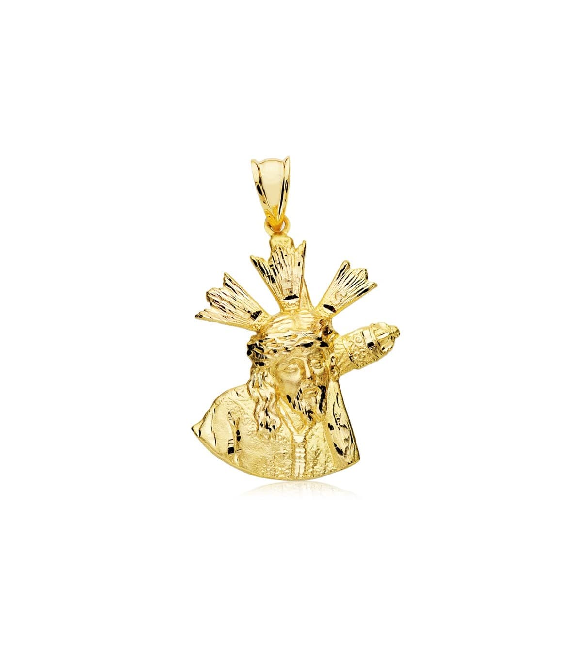 Ciondolo Gesù oro 18kt con croce 30mm