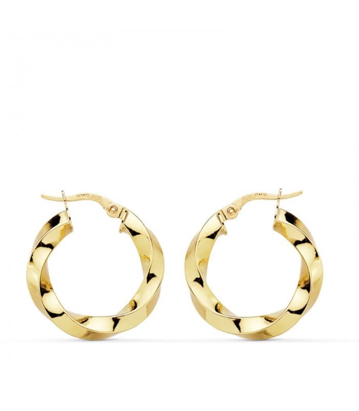 Pendientes aros Twisted oro amarillo 18 kilates 22 mm
