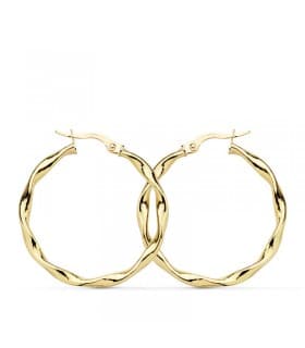 Orecchini a cerchio torchon intrecciati oro giallo 18 kt 30 mm, gioielli donna
