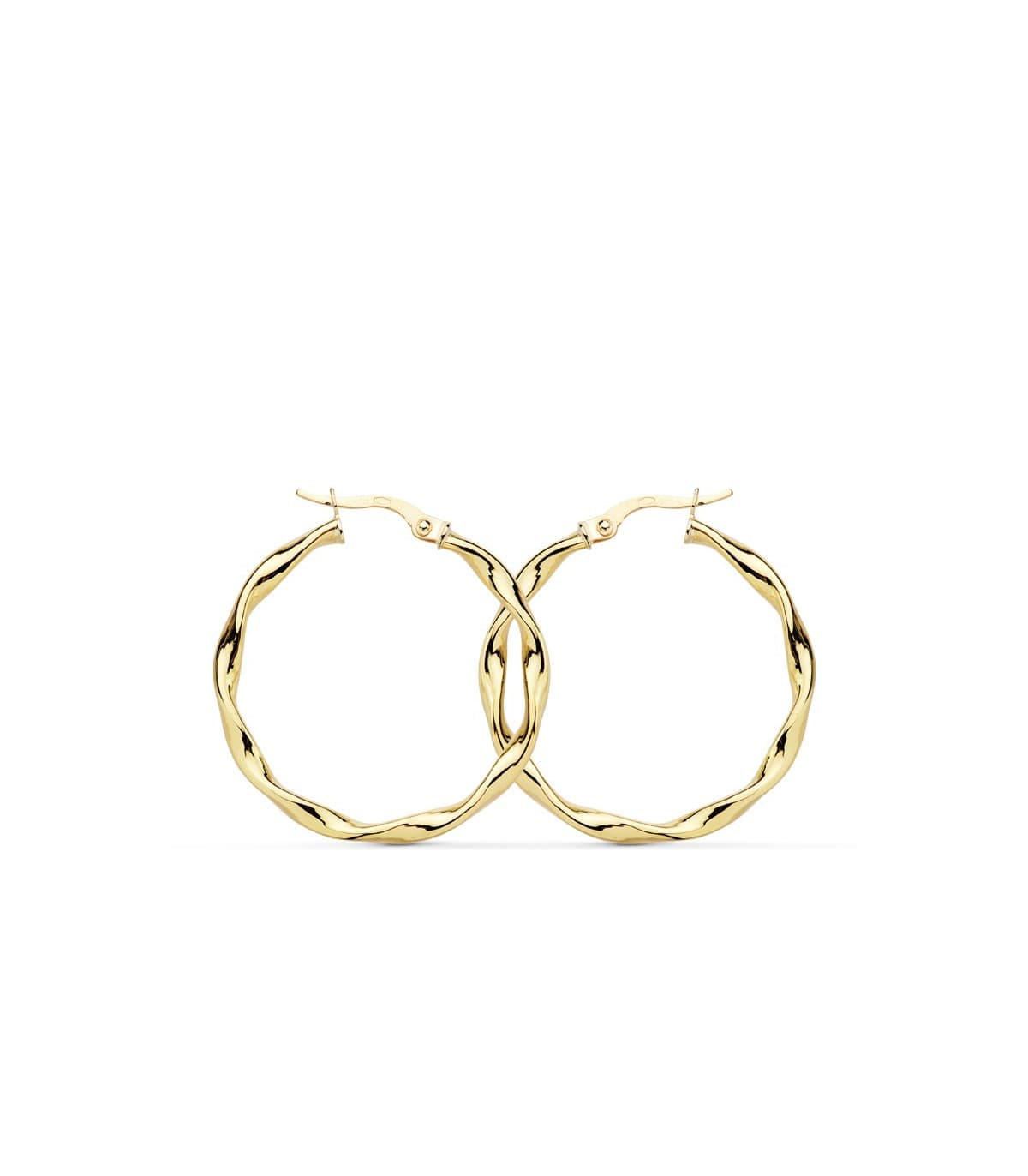 Pendientes aros Twisted oro amarillo 18 kilates 30 mm aros retorcidos rizados