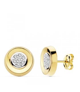 Orecchini a bottone tondi, da donna in oro bicolore 750 Mayte