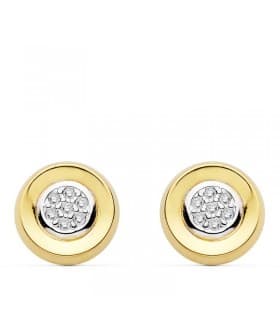 Orecchini a bottone tondi, da donna in oro bicolore 750 Mayte
