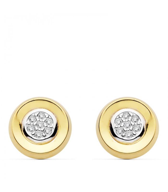 Pendientes mujer oro bicolor 18 kilates chatón