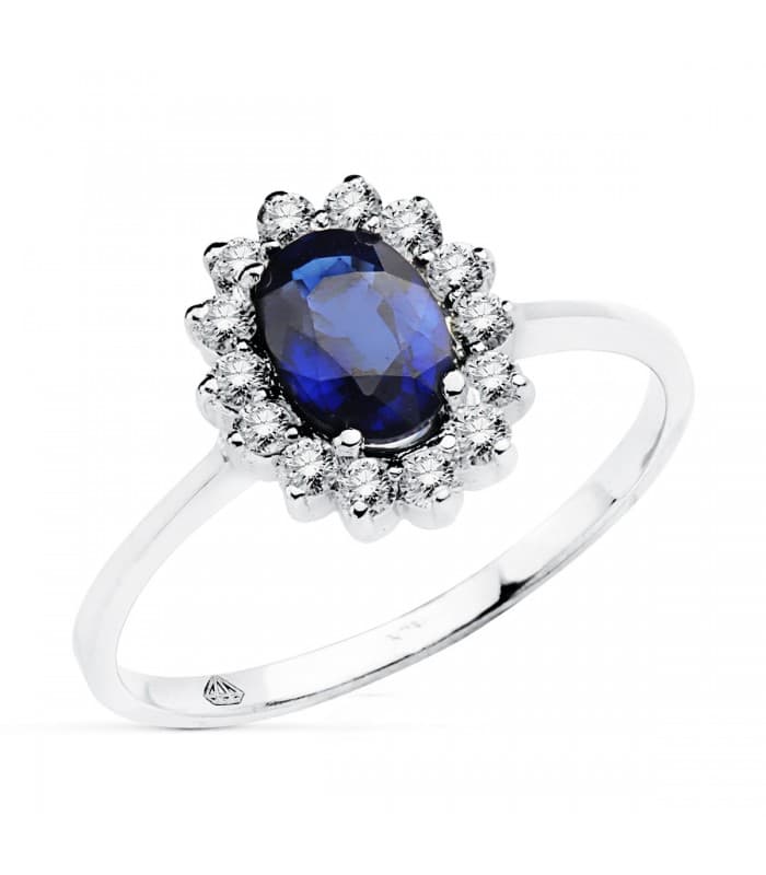 Saphir Ring mit Diamanten Sybil 750 Weißgold