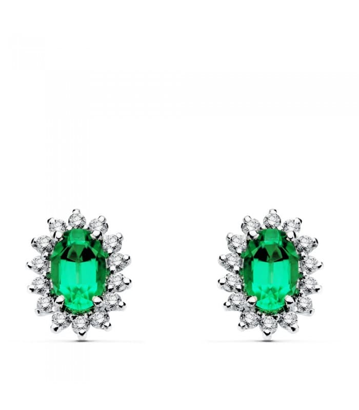 Boucles d'oreilles Jasmin 0.28 Ct. Or 18 K Émeraude 0.39 Ct.