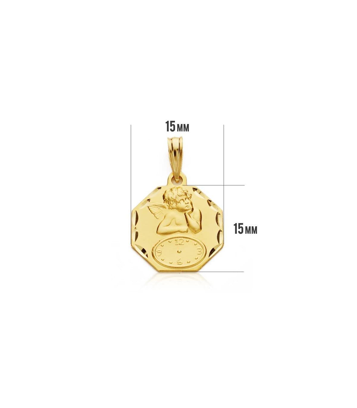 Medalla  ángel  y reloj octogonal oro 18ktes