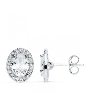 Pendientes oro blanco Alessia circonita 18 Ktes conjuntos invitada de boda