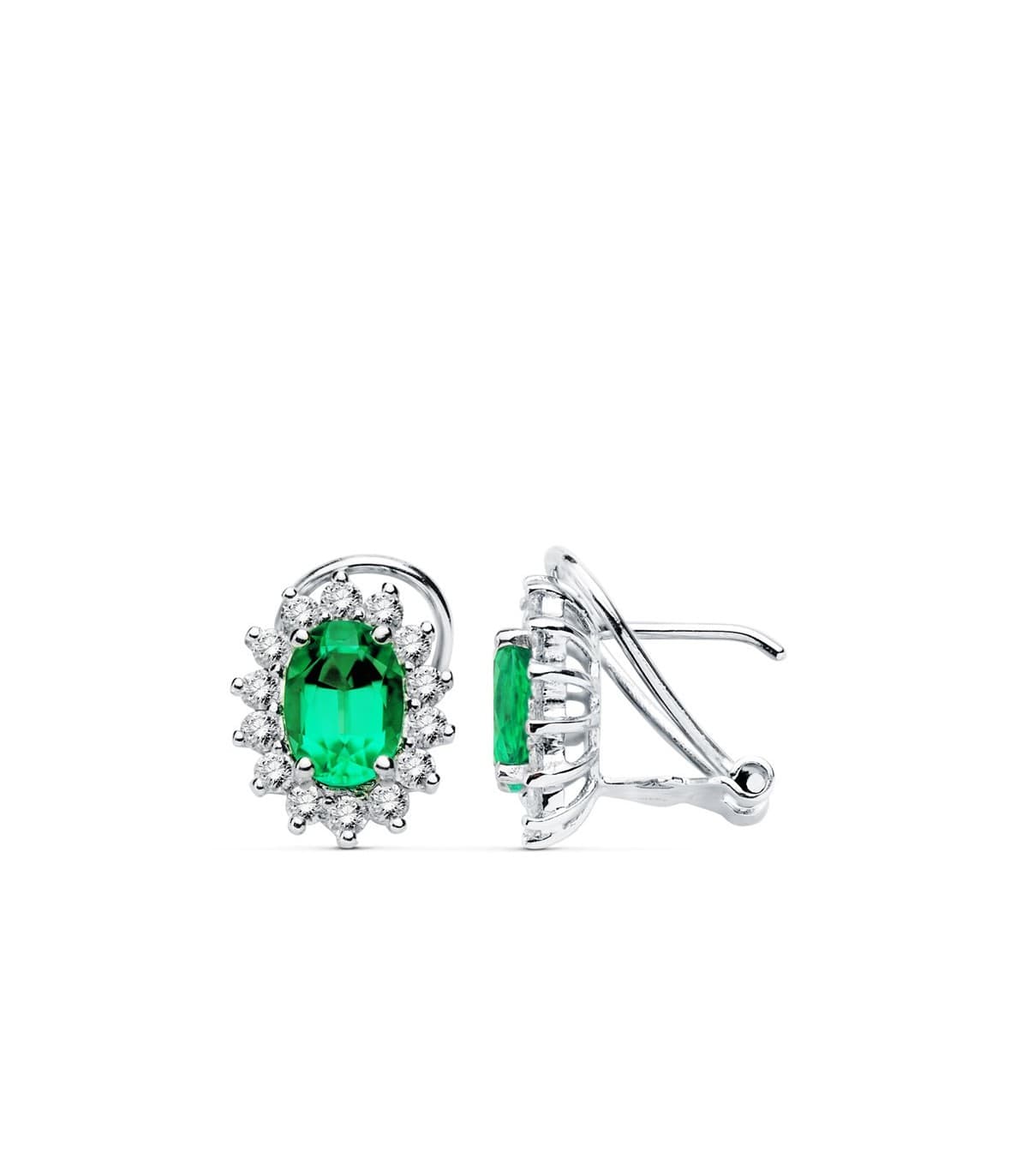 Ohrringe Smaragd Rubin und Diamant 750 Weißgold