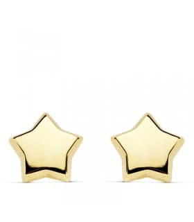 Orecchini oro giallo 750 con motivo di Stelle ludide 10mm - Orecchini a lobo per donna e ragazza