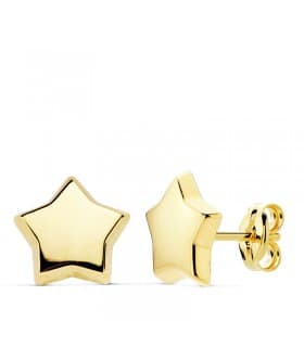 Orecchini oro giallo 750 con motivo di Stelle ludide 10mm - Orecchini a lobo per donna e ragazza