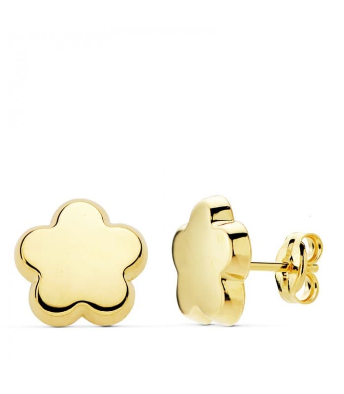 Boucles d'oreilles or jaune 18k Fleurs lises