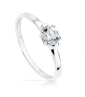 Solitario Boda Mujer Oro blanco 18 kilates anillo pedida matrimonio