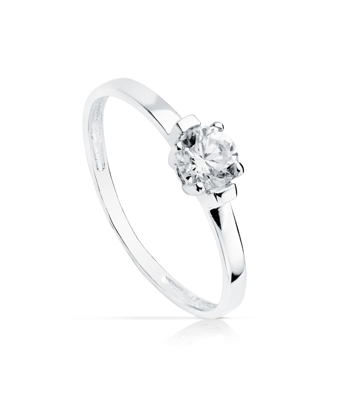 Solitär NEPTUN Zirkonia Ø 4,5 Brillantschliff, 18K Weißgold | Verlobungsringe online kaufen