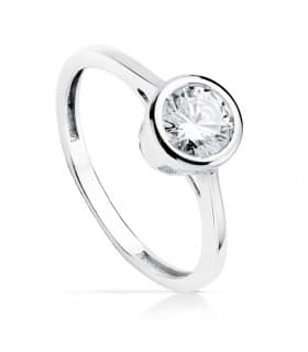 Solitario Boda Mujer Oro blanco 18k Belice Anillo de pedida novia