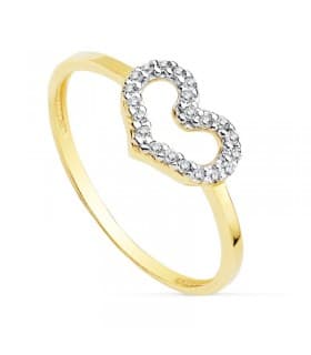 Anillo de Mujer Oro bicolor 18K Demi Corazón San Valentín
