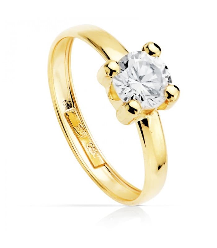 Solitario da donna oro giallo Sintra 18kt, Anello di fidanzamento leggero ed economico