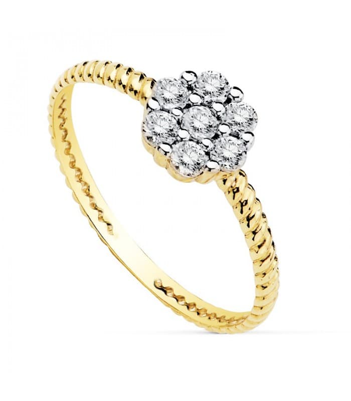 Sortija Mujer oro amarillo 18K  Janet Anillo rizado twister