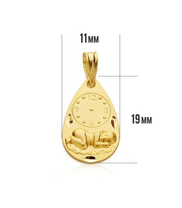 Medalla  niño  y reloj gota oro 18ktes