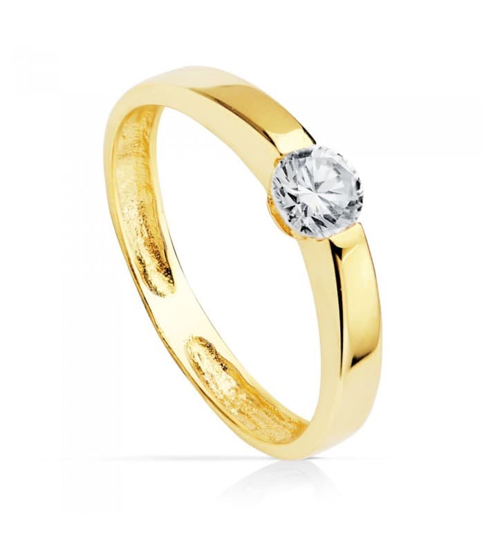 Solitario anillo de compromiso mujer oro 18 kilates