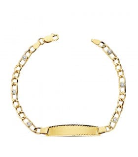 Esclava niña Comunión Oro 18k 18.5 cm Eslabones Fígaro con Circonitas