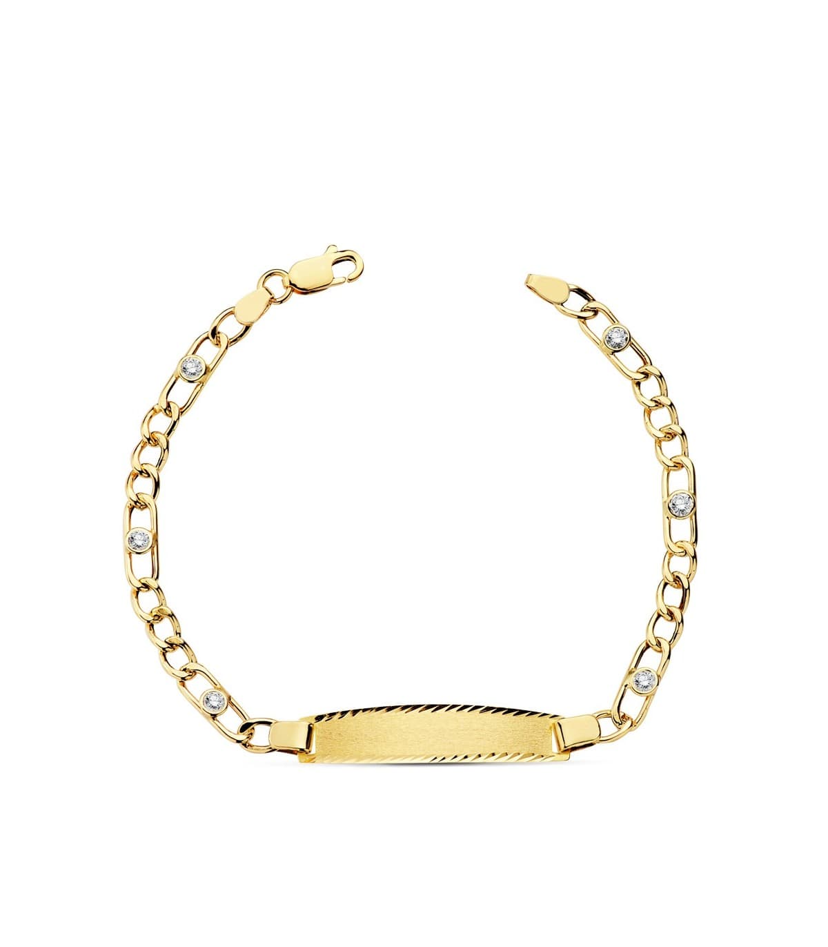 Esclava niña Comunión Oro 18k 18.5 cm Eslabones Fígaro con Circonitas