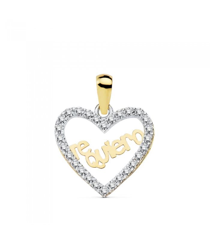 Ciondolo Love "Te quiero" oro bicolore 18kt zirconi - regali per San Valentino
