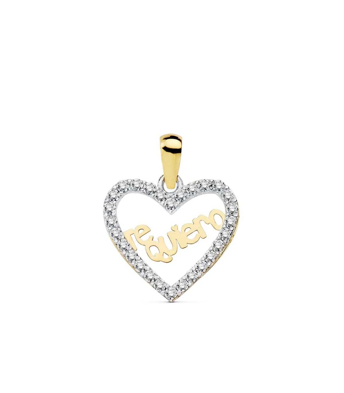 Ciondolo Love "Te quiero" oro bicolore 18kt zirconi - regali per San Valentino