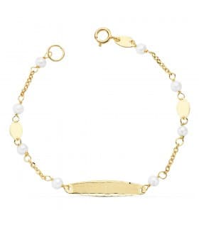 Esclava de niña Primera  Comunión Oro 18k 15 cm Pulsera con Perlas