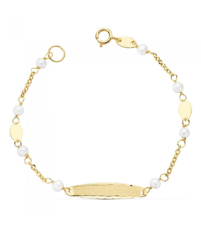 Gourmette Fille Or jaune 18k 15 cm Perles. Cadeaux et bijoux pour enfants.