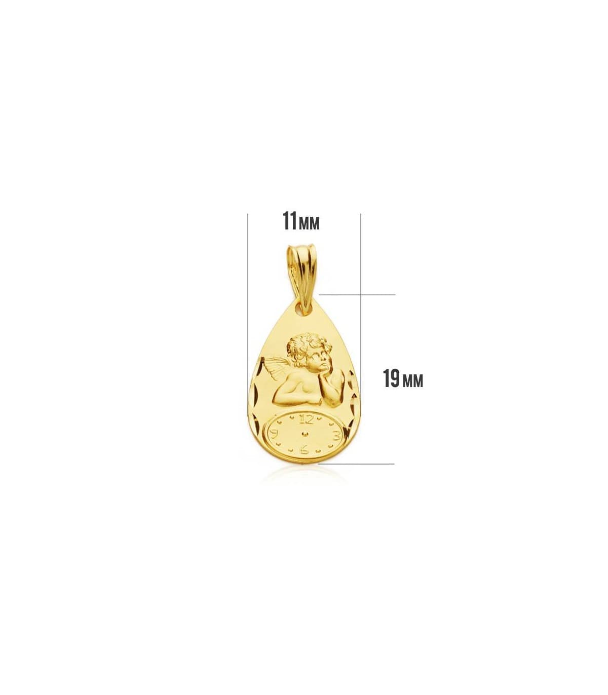 Medalla  ángel  y reloj gota oro 18ktes