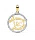 Colgante "Te quiero mamá" Oro Bicolor 18K Circonitas 16mm