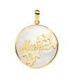 Pendentif Mamá Or Jaune 18K Nacre et Papillons 20mm