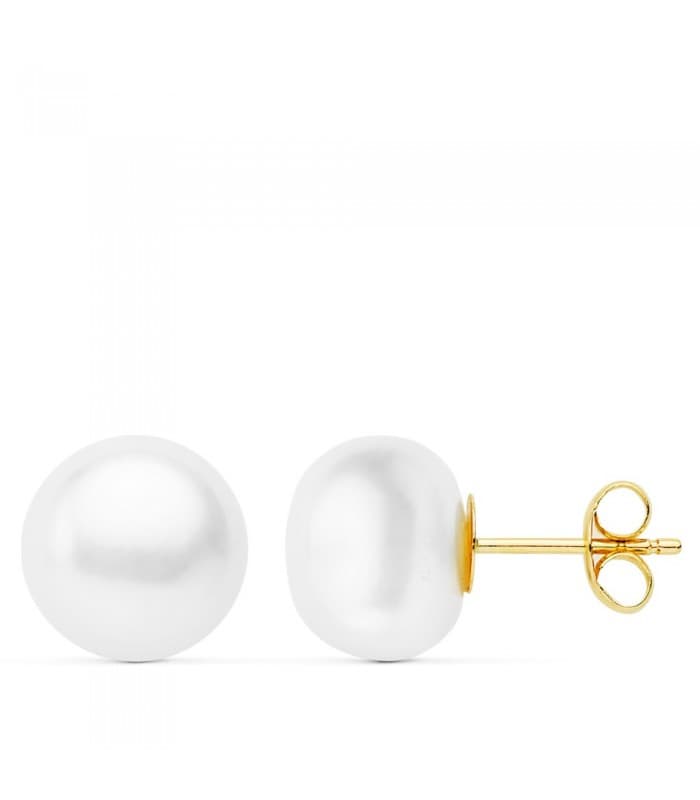 Pendientes de mujer oro amarillo 18 kilates Perlas botón 9 - 9.5mm