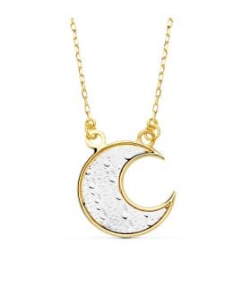 Gargantilla Mujer collar luna moon oro 18 kilates cadena forzada