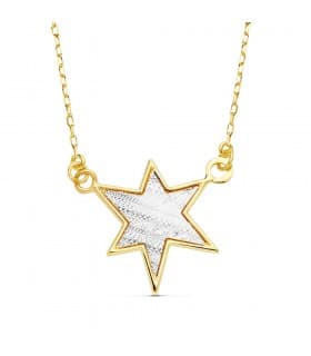 Gargantilla  Mujer Oro 18 kilates Moderno Estrella colgante collar slim
