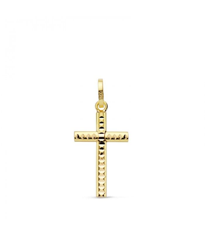 Cruz tallada de oro amarillo 18 mm