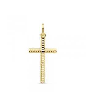 Cruz plana tallada de oro amarillo 22 mm