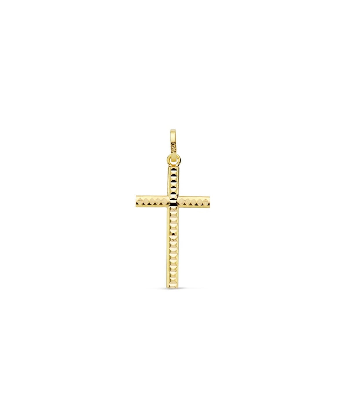 Croix Plate Taillé Or Jaune 18 K 22mm