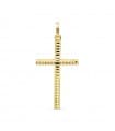 Croce rigata in oro giallo 18 Kt 25 mm